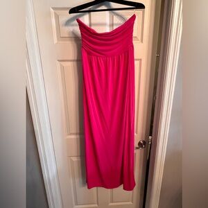 Love Tree, hot pink, maxi with slit. Size M